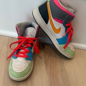 Nike Jordan Kids Multicolor High-Top Sneakers - White, Green, Blue, Pink, Yellow